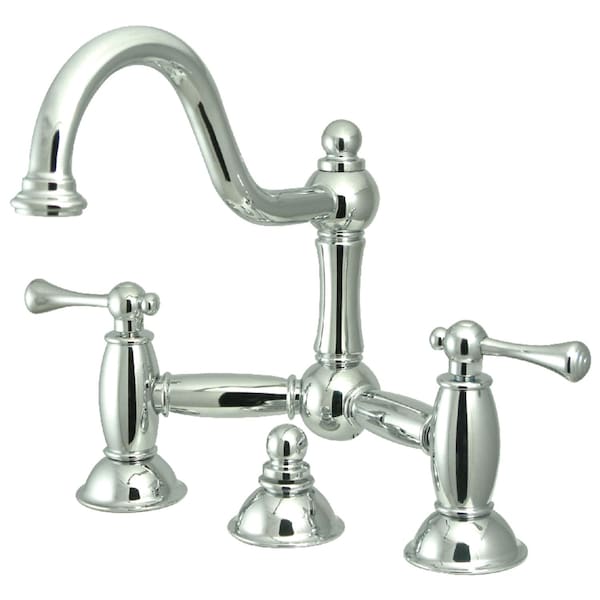 KS3911BL Restoration Bathroom Bridge Faucet, Polished Chrome